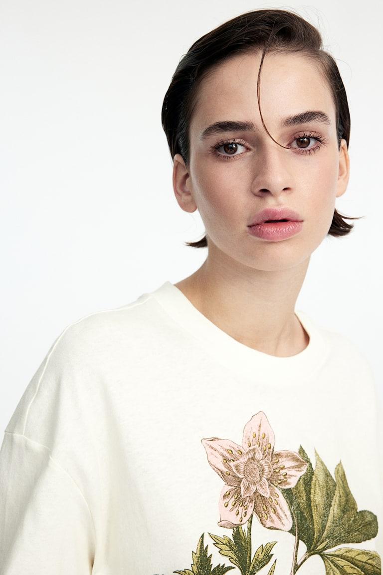 H&M Camiseta Oversize Con Motivo - Rosa Empolvado Claro/Ma Chérie - MUJER