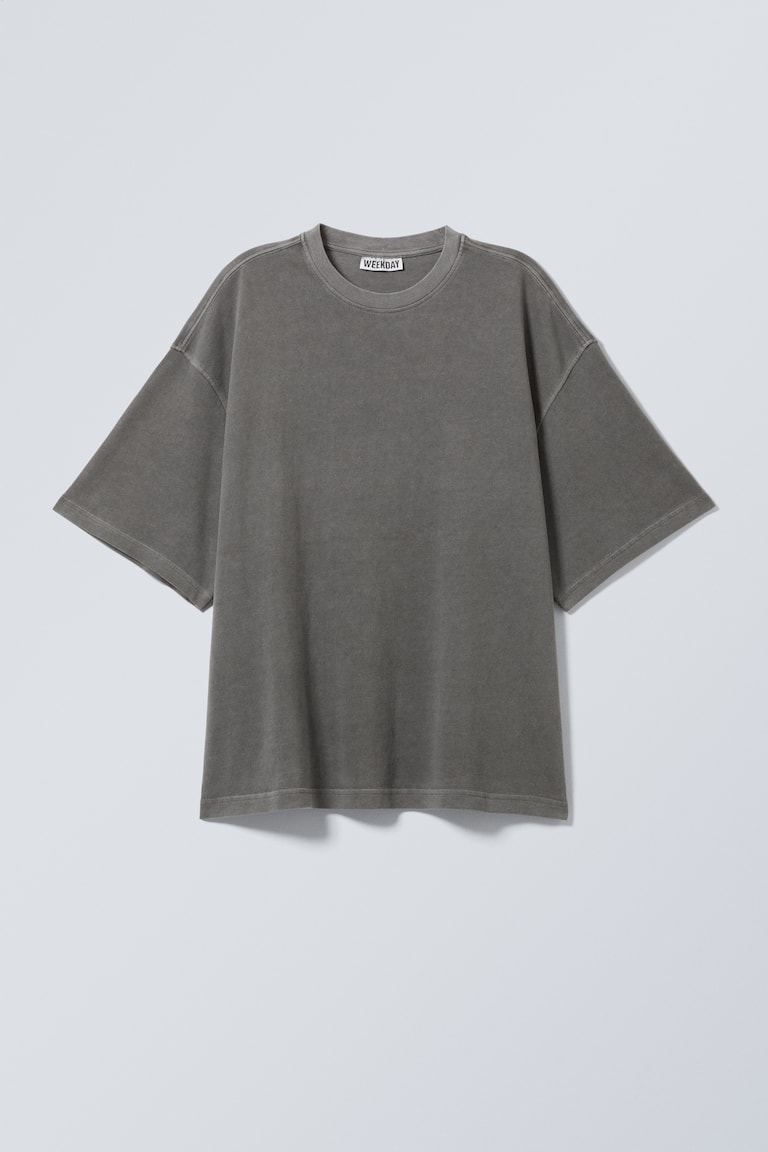 H&M Camiseta Oversize Gruesa - Marrón Oscuro Lavado - MUJER