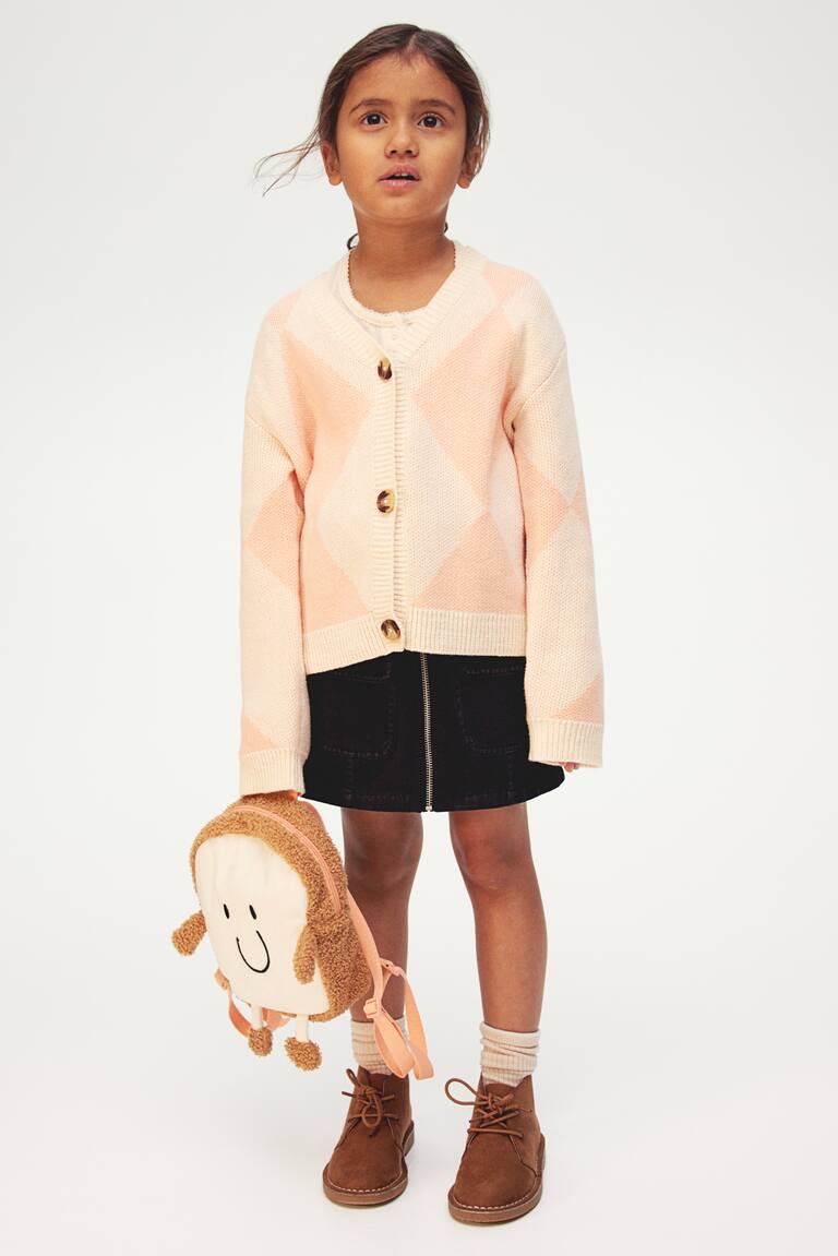 H&M Cárdigan Con Cuello De Pico - Verde Menta/Rayas - NIÑOS