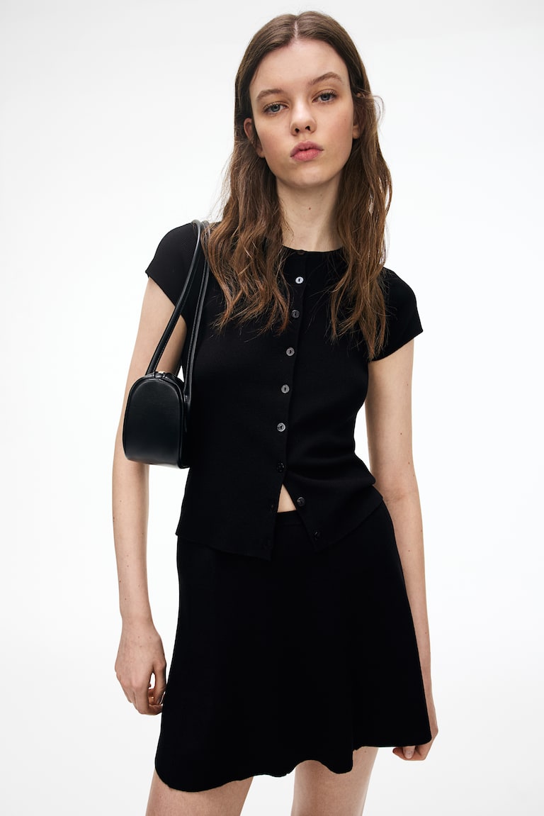 H&M Cárdigan de manga corta en punto fino - Rojo - MUJER