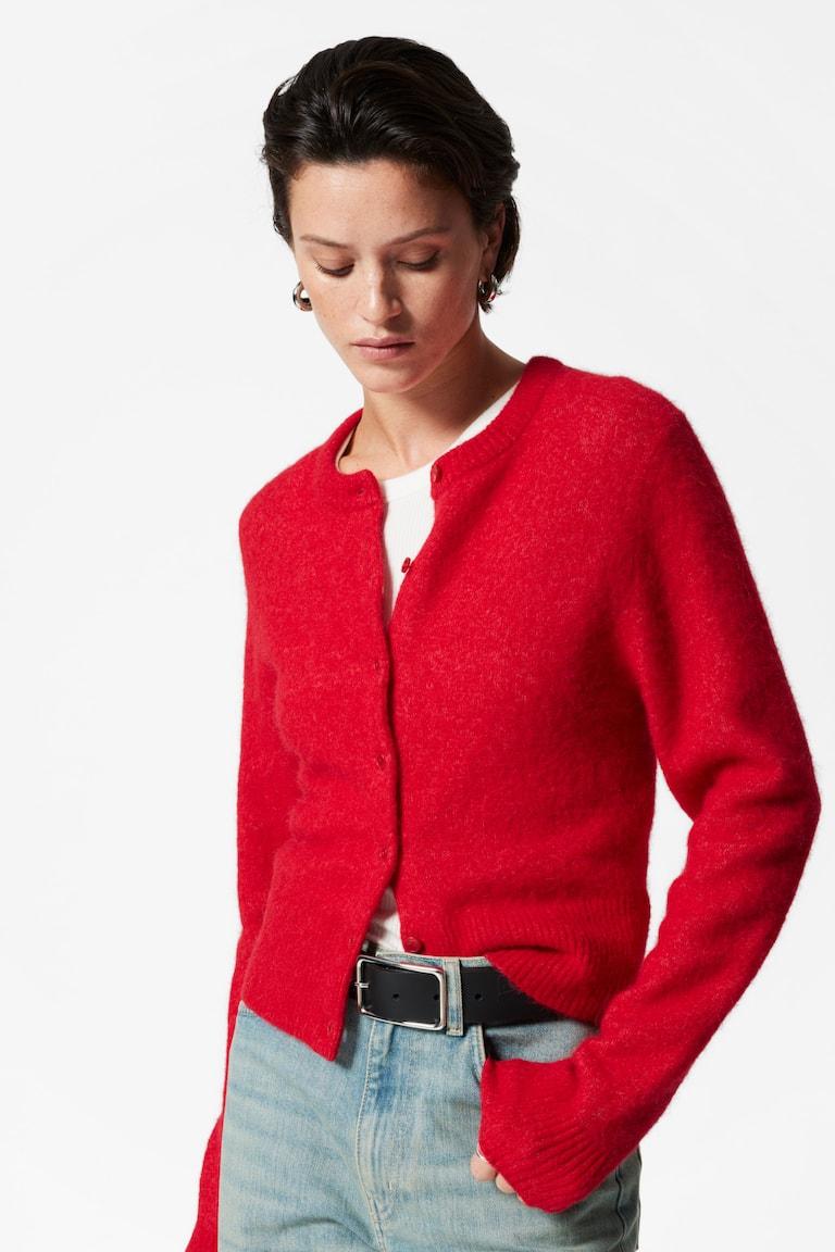 H&M Cárdigan de punto en mezcla de alpaca - Rojo oscuro - MUJER