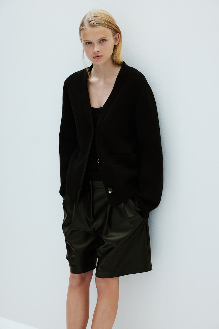 H&M Cárdigan en punto de lana - Gris oscuro jaspeado - MUJER