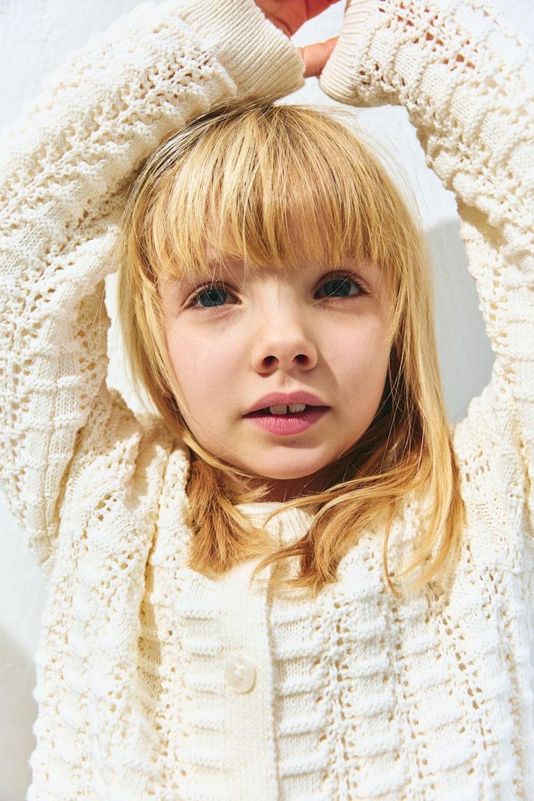 H&M Cárdigan en punto pointelle - Amarillo claro - NIÑOS