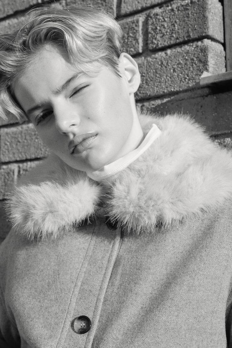 H&M Cazadora De Sarga Con Cuello Efecto Pelo - Negro - MUJER