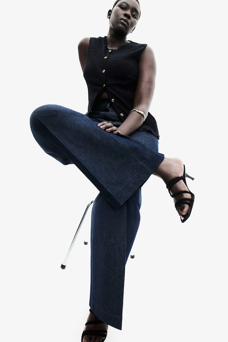 H&M Chaleco de punto con textura - Marrón oscuro - MUJER