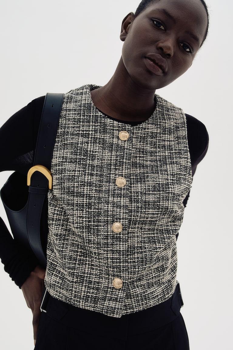 H&M Chaleco En Punto Bouclé - Beige Claro Jaspeado - MUJER