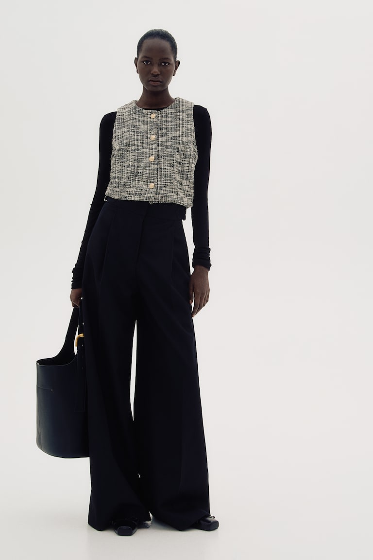 H&M Chaleco En Punto Bouclé - Beige Claro Jaspeado - MUJER