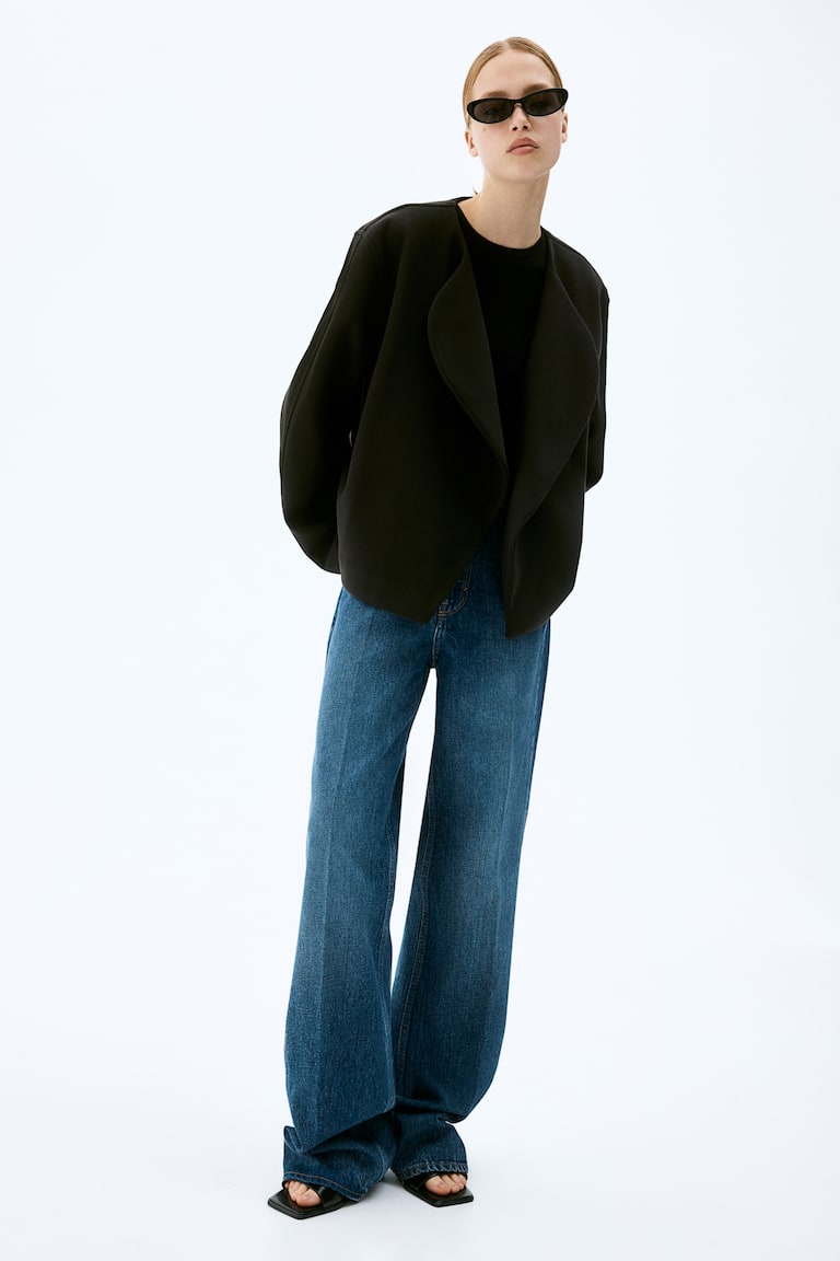 H&M Chaqueta Afieltrada Con Cuello Esmoquin - Beige - MUJER