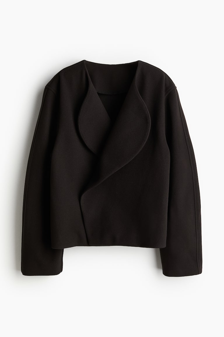 H&M Chaqueta Afieltrada Con Cuello Esmoquin - Gris Jaspeado - MUJER