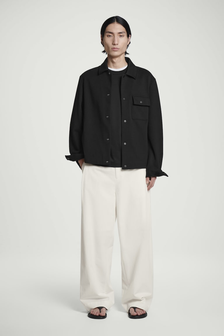 H&M CHAQUETA CAMISERA DE PUNTO Y SARGA - CAQUI OSCURO - HOMBRE