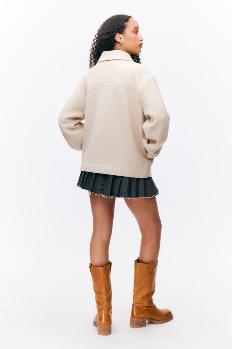 H&M Chaqueta De Botonadura Sencilla En Mezcla De Lana - Blanco Roto - MUJER