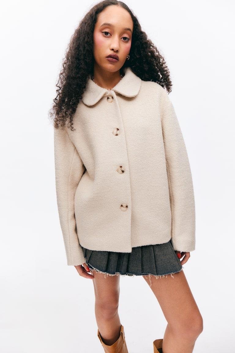 H&M Chaqueta de botonadura sencilla en mezcla de lana - Beige claro - MUJER