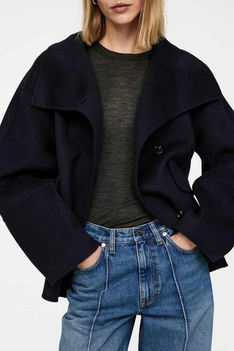 H&M Chaqueta De Doble Faz En Mezcla De Lana - Gris Jaspeado - MUJER