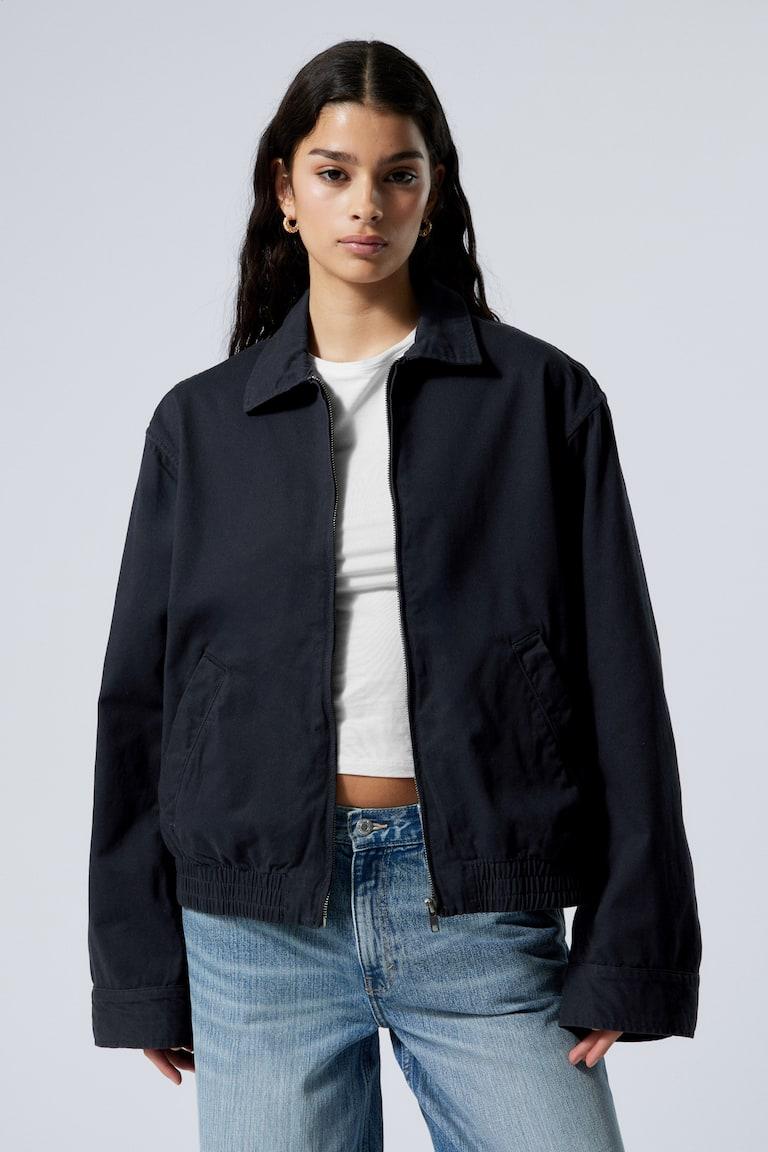 H&M Chaqueta Holgada Con Cremallera Y Sarga De Algodón - Azul Oscuro - MUJER