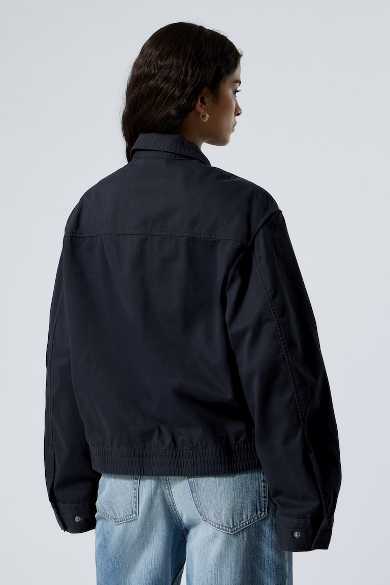 H&M Chaqueta Holgada Con Cremallera Y Sarga De Algodón - Azul Oscuro - MUJER