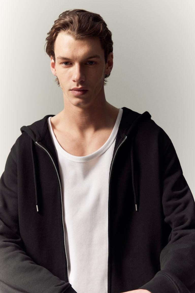 H&M Chaqueta Sudadera Con Capucha Regular Fit - Gris Claro Jaspeado - HOMBRE