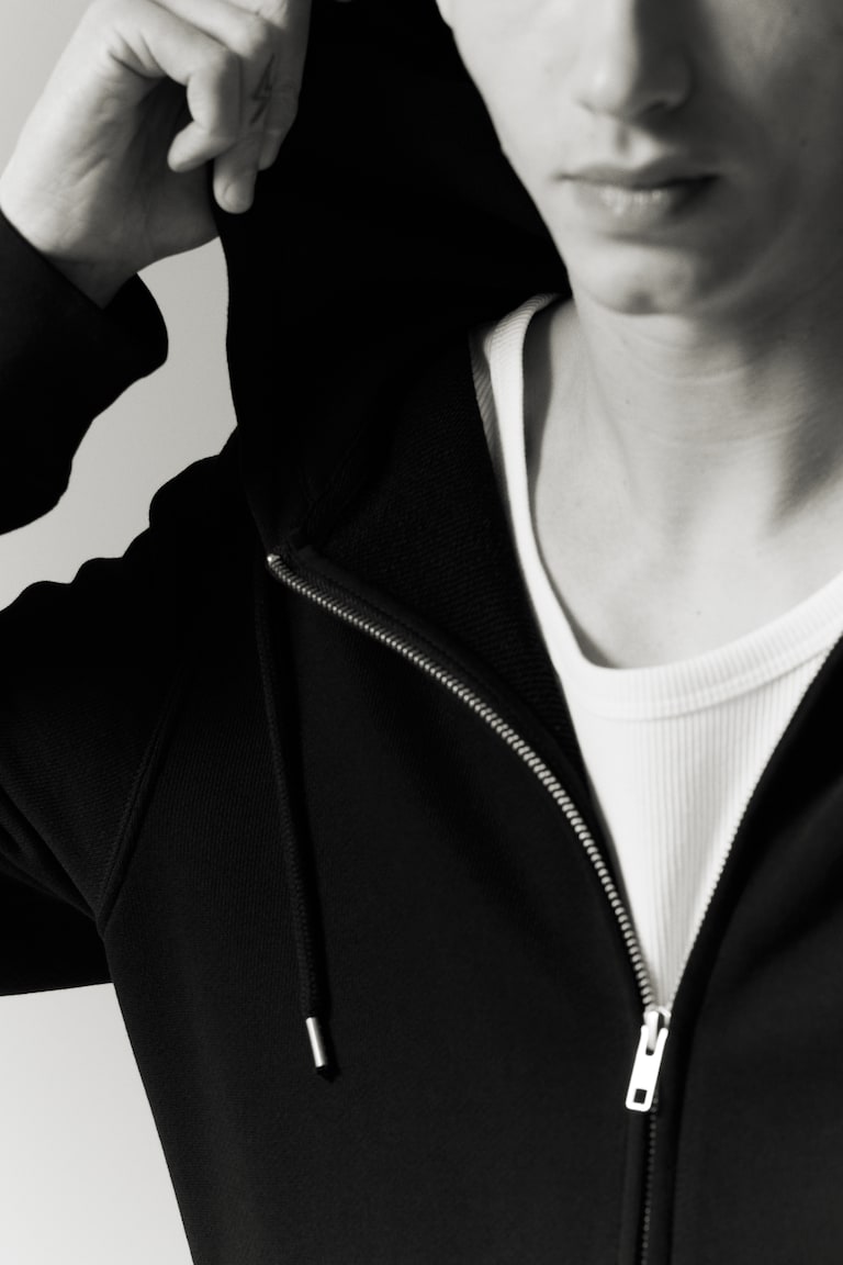 H&M Chaqueta Sudadera Con Capucha Regular Fit - Negro - HOMBRE