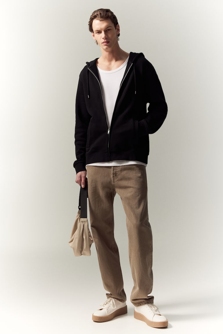 H&M Chaqueta Sudadera Con Capucha Regular Fit - Negro - HOMBRE