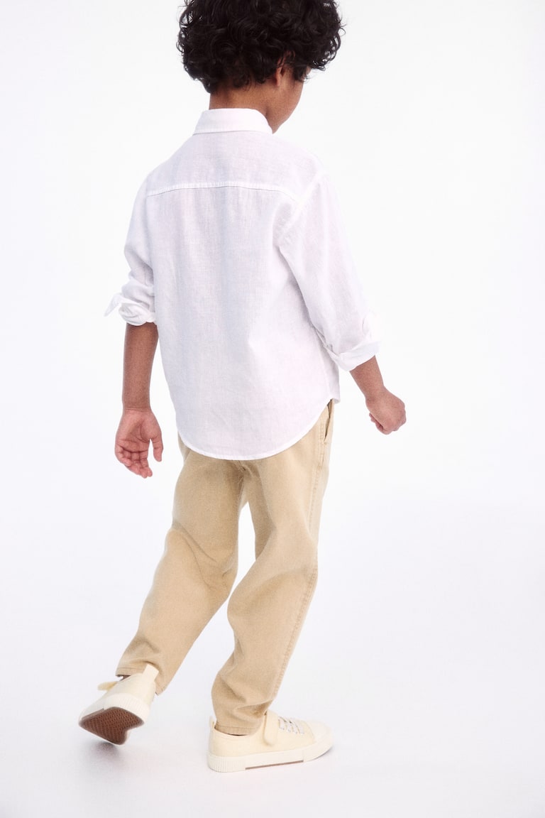 H&M Chinos Pitillo De Corte Holgado En Sarga - Beige - NIÑOS