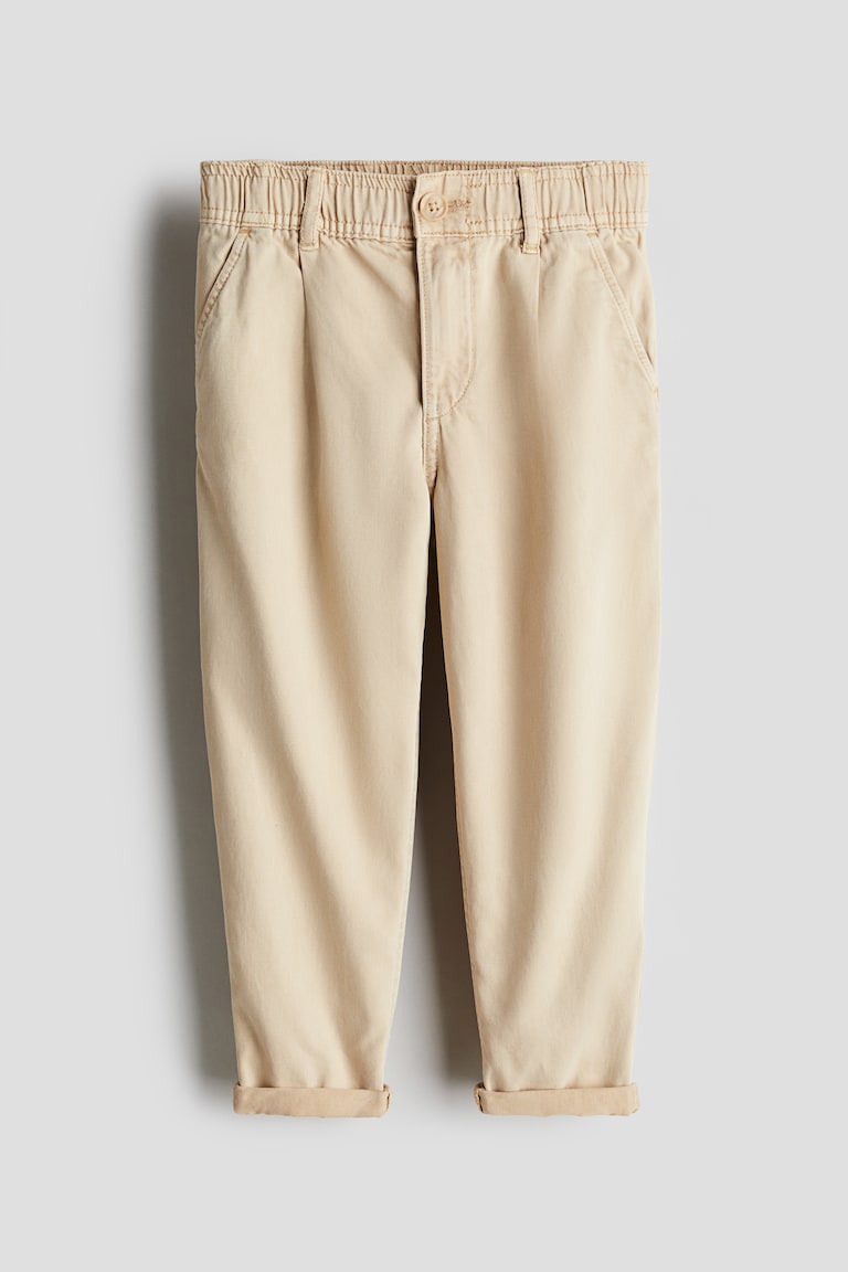 H&M Chinos Pitillo De Corte Holgado En Sarga - Beige - NIÑOS