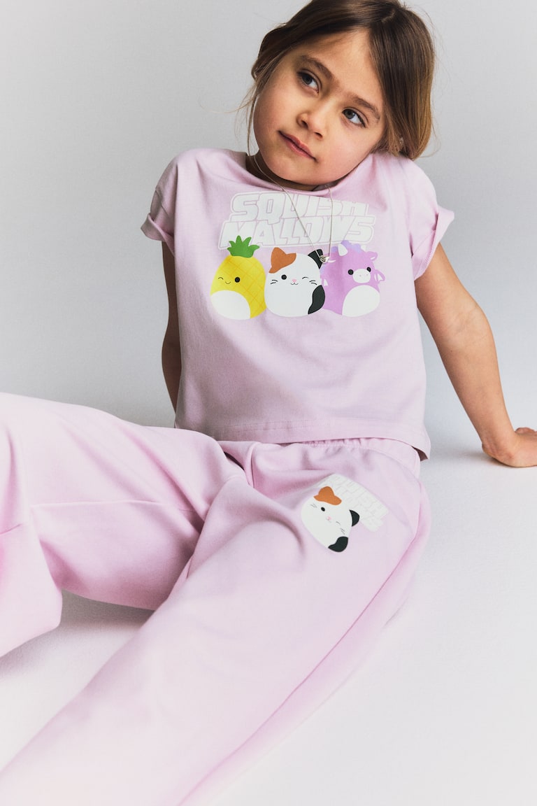 H&M Conjunto De Camiseta Y Joggers Con Estampado - Azul/Pata Daisy - NIÑOS