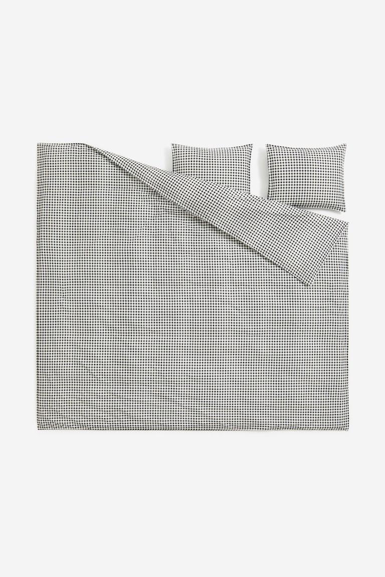 H&M Conjunto De Funda Nórdica Doble Con Estampado - Topo Claro/Cuadros Vichy - HOME