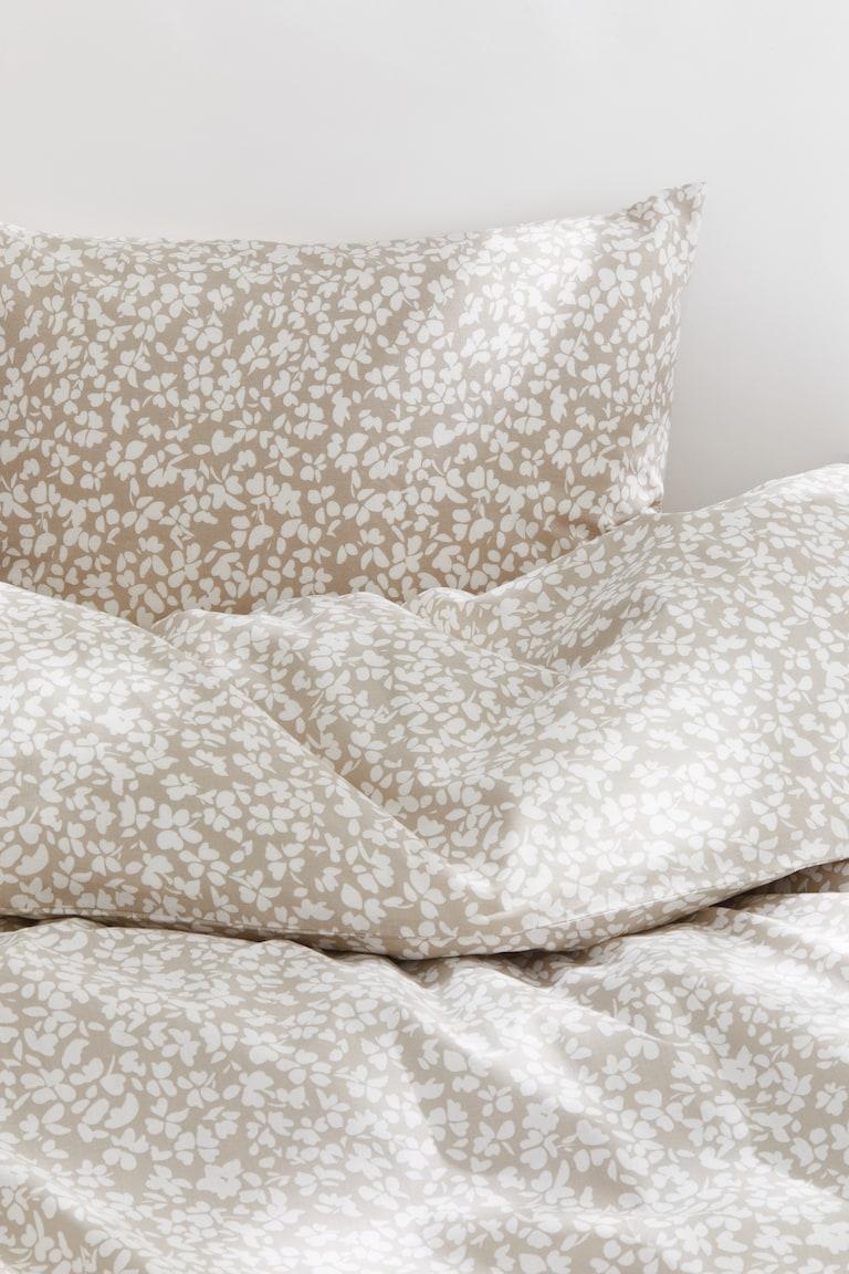 H&M Conjunto de funda nórdica individual de algodón - Beige/Floral - HOME