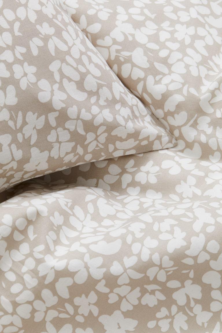 H&M Conjunto De Funda Nórdica Individual De Algodón - Verde Empolvado Claro/Floral - HOME