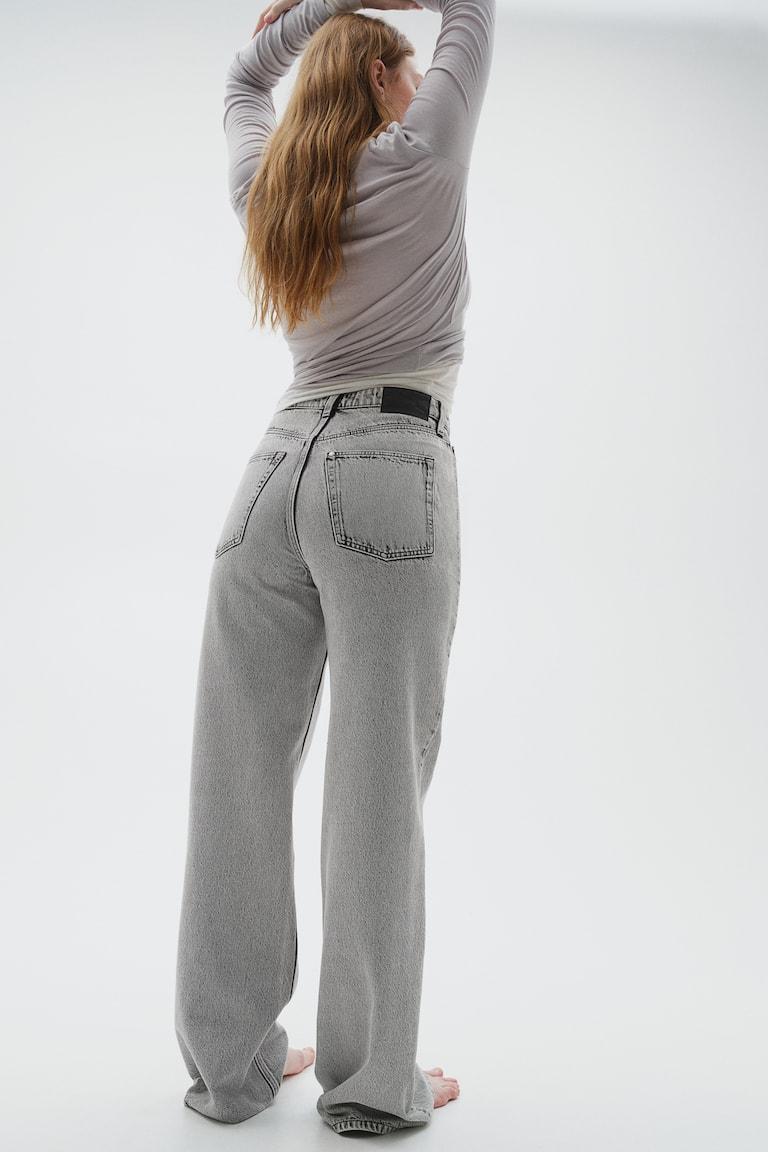 H&M Curvy Fit Wide Ultra High Jeans - Azul Denim Claro - MUJER