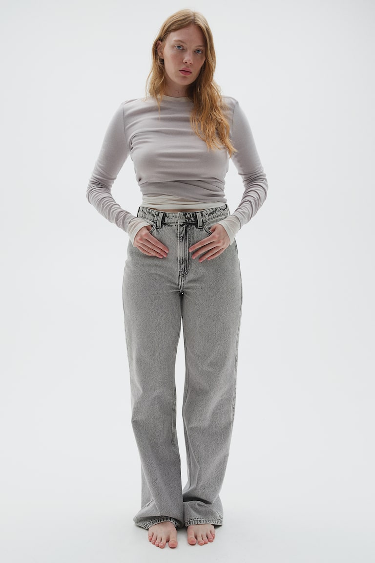 H&M Curvy Fit Wide Ultra High Jeans - Azul denim claro - MUJER