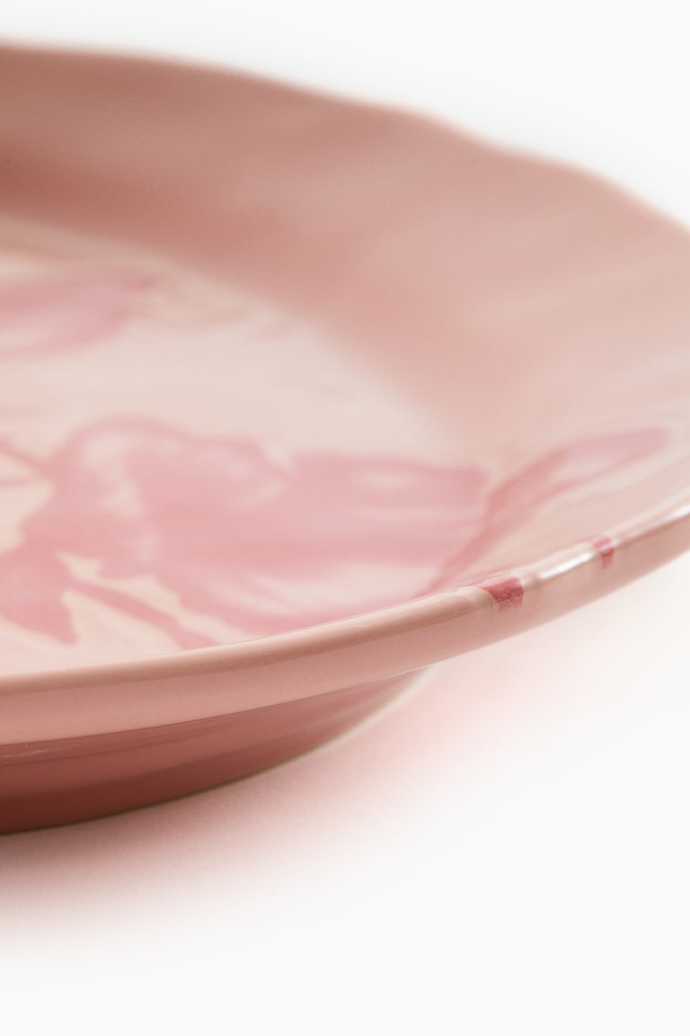 H&M Fuente De Servir De Gres Con Motivo - Rosa Empolvado/Floral - HOME