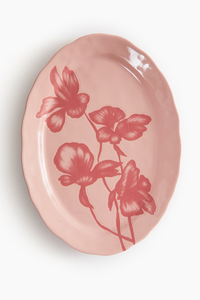 H&M Fuente de servir de gres con motivo - Rosa empolvado/Floral - HOME