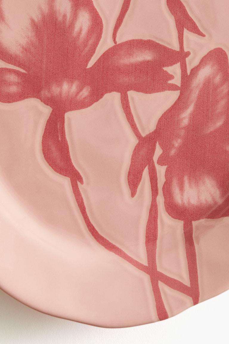 H&M Fuente De Servir De Gres Con Motivo - Verde Caqui/Floral - HOME