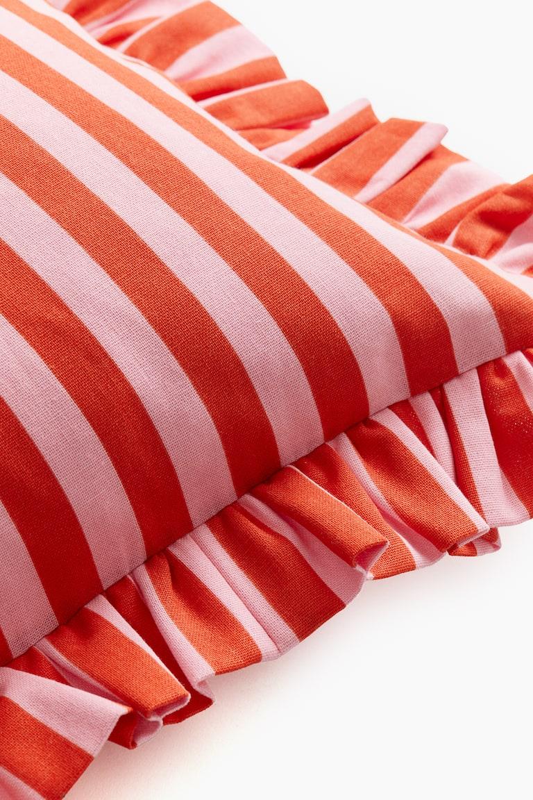 H&M Funda De Cojín En Algodón Con Cenefa De Volante - Rojo/Rayas - HOME