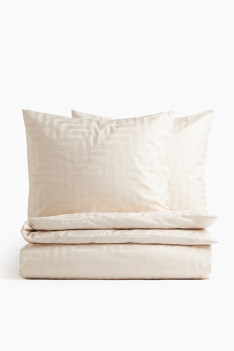 H&M Funda Nórdica Doble En Satén De Algodón - Beige Claro/Estampado - HOME