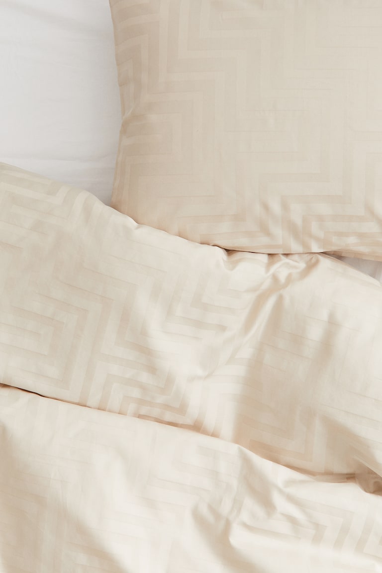 H&M Funda Nórdica Individual En Satén De Algodón - Gris Antracita/Estampado - HOME