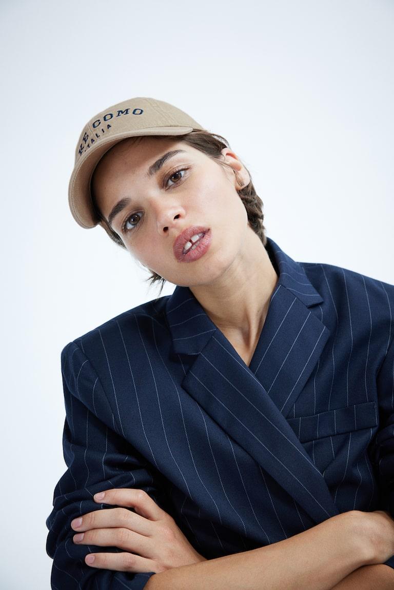 H&M Gorra De Sarga Con Motivo Bordado - Beige Claro/Tribeca - MUJER