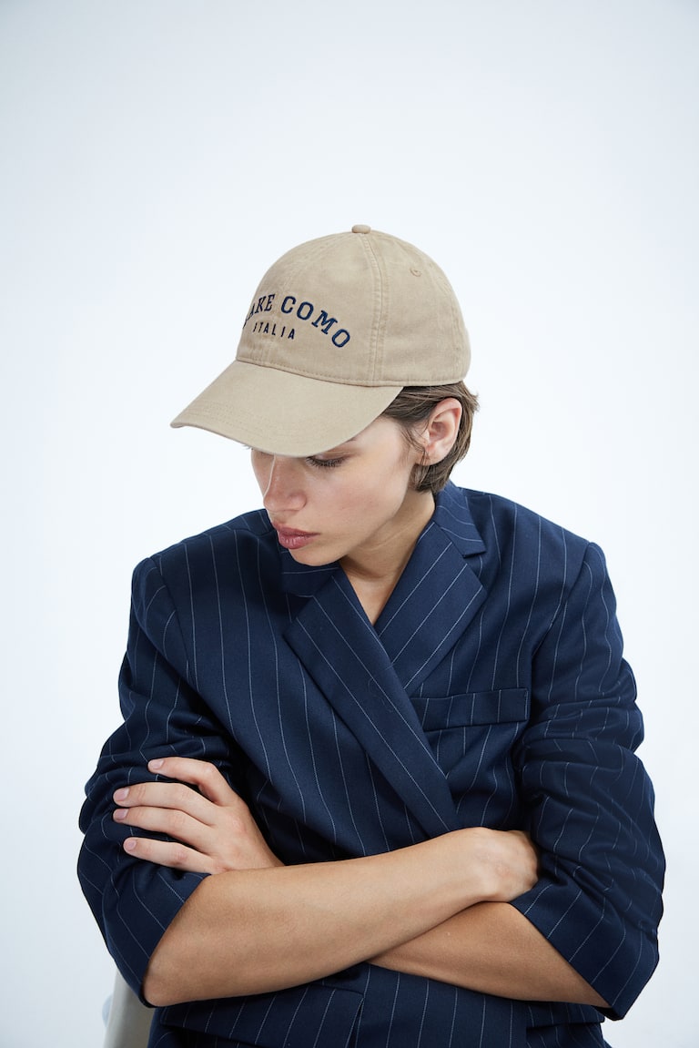 H&M Gorra De Sarga Con Motivo Bordado - Gris Claro/The Hamptons - MUJER