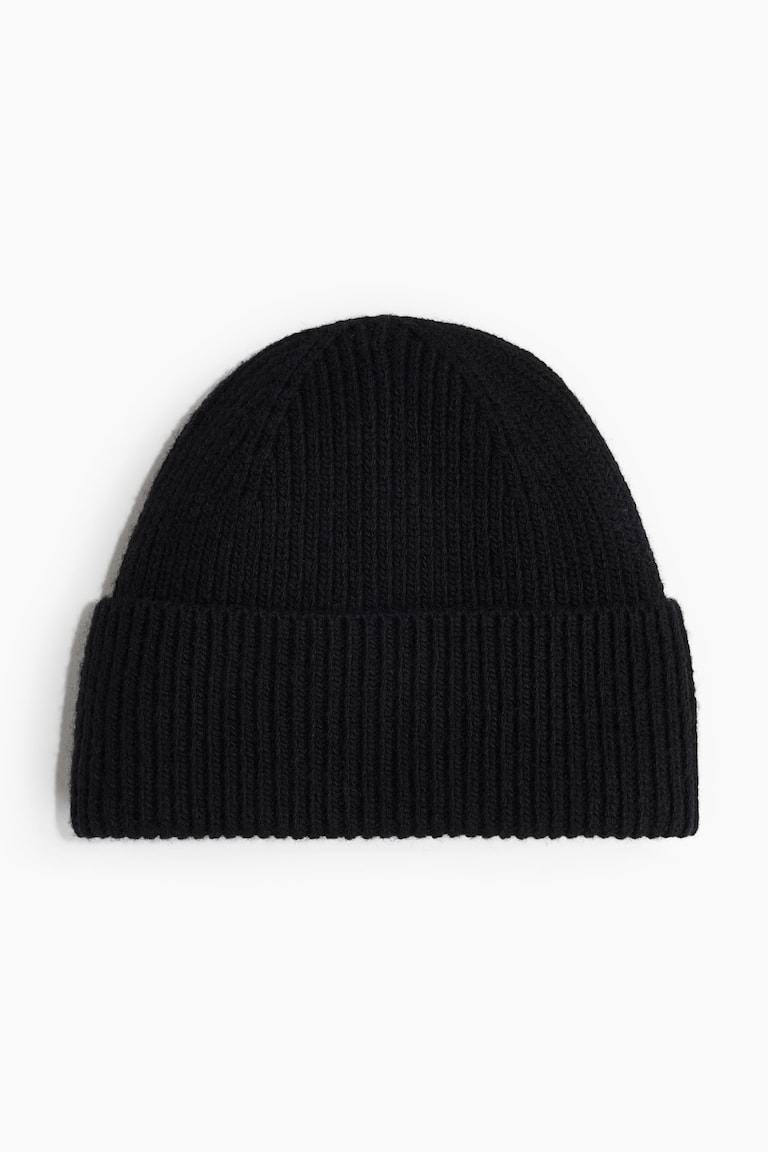 H&M Gorro en punto de canalé de mezcla de lana - Marrón oscuro - HOMBRE