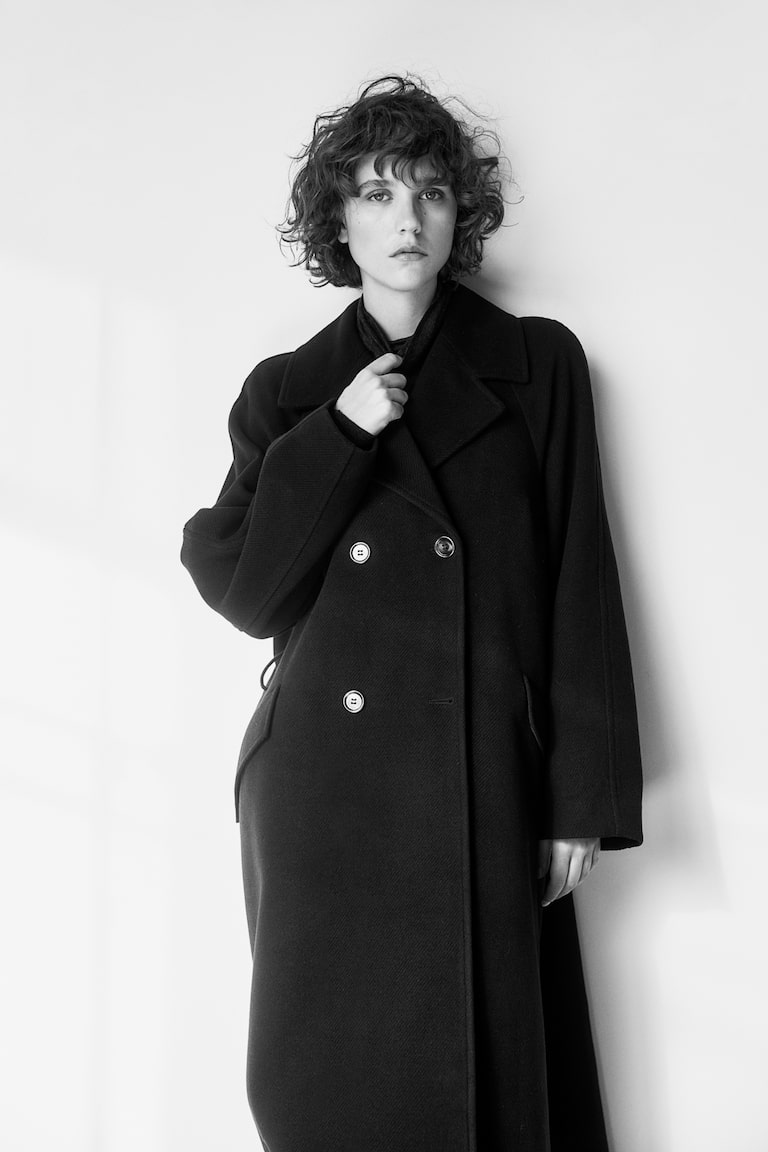 H&M Abrigo Con Cinturón De Anudar - Negro - MUJER