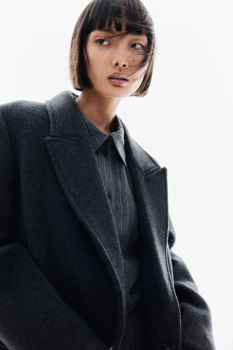 H&M Abrigo Largo En Mezcla De Lana - Negro - MUJER