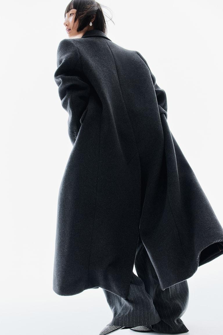 H&M Abrigo largo en mezcla de lana - Negro - MUJER