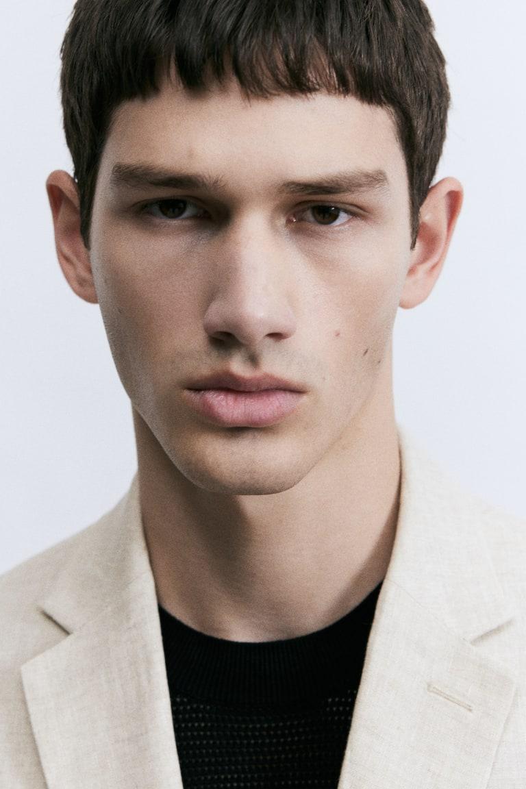 H&M Americana De Lino Slim Fit - Azul Marino - HOMBRE