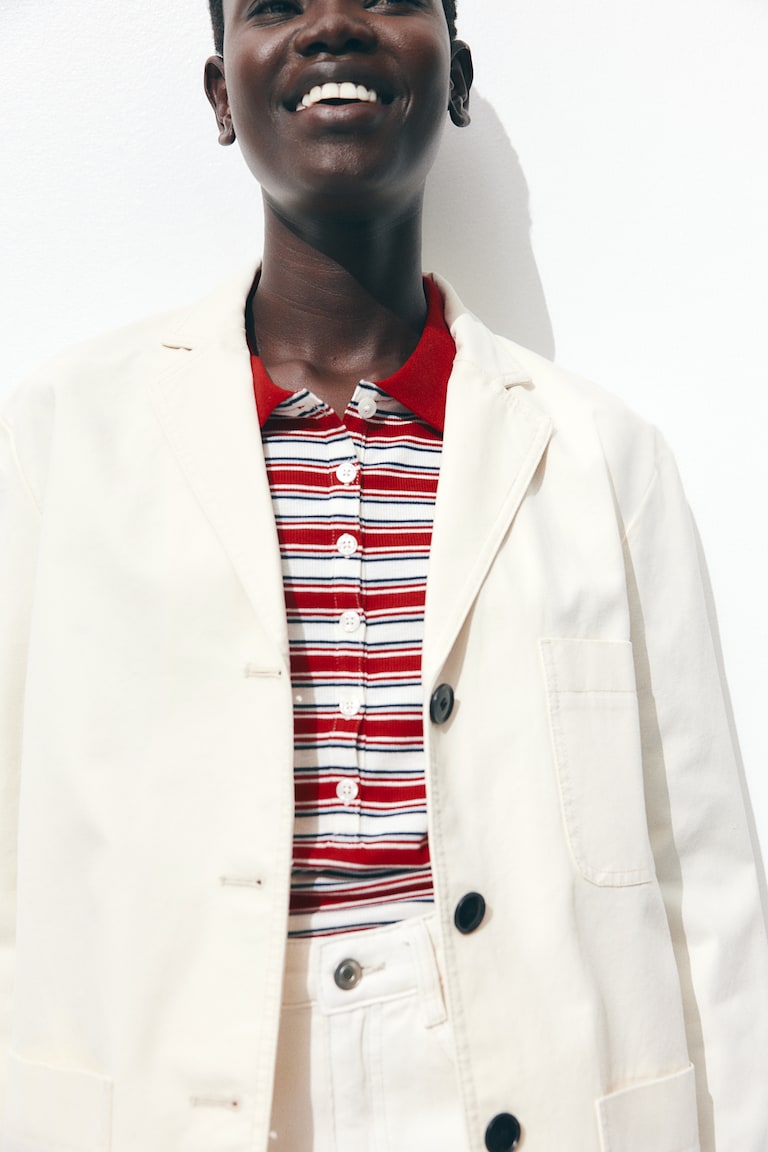 H&M Americana En Lona De Algodón - Crema - MUJER