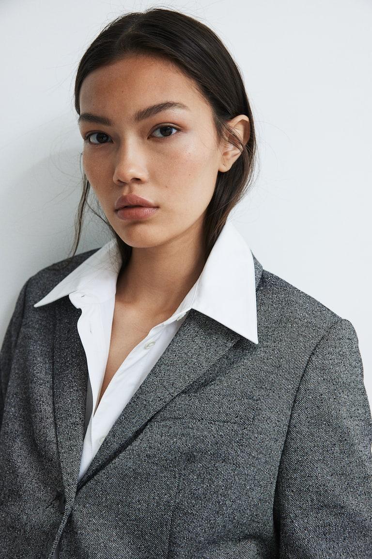 H&M Americana Entallada - Gris Oscuro Jaspeado - MUJER