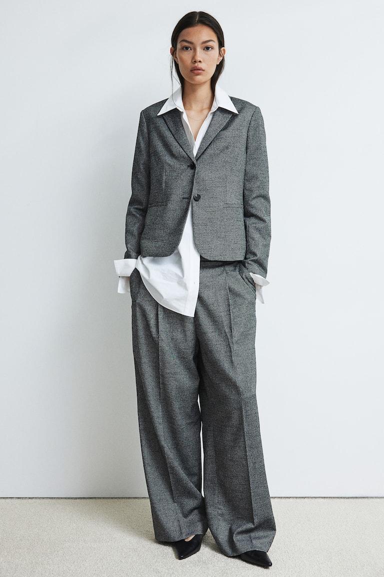 H&M Americana Entallada - Gris Oscuro Jaspeado - MUJER