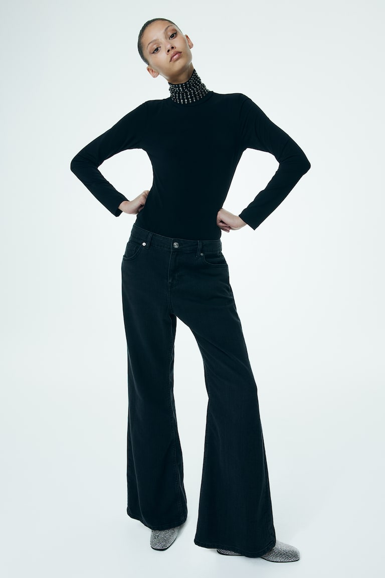 H&M Baggy Flared Low Jeans - Azul denim - MUJER