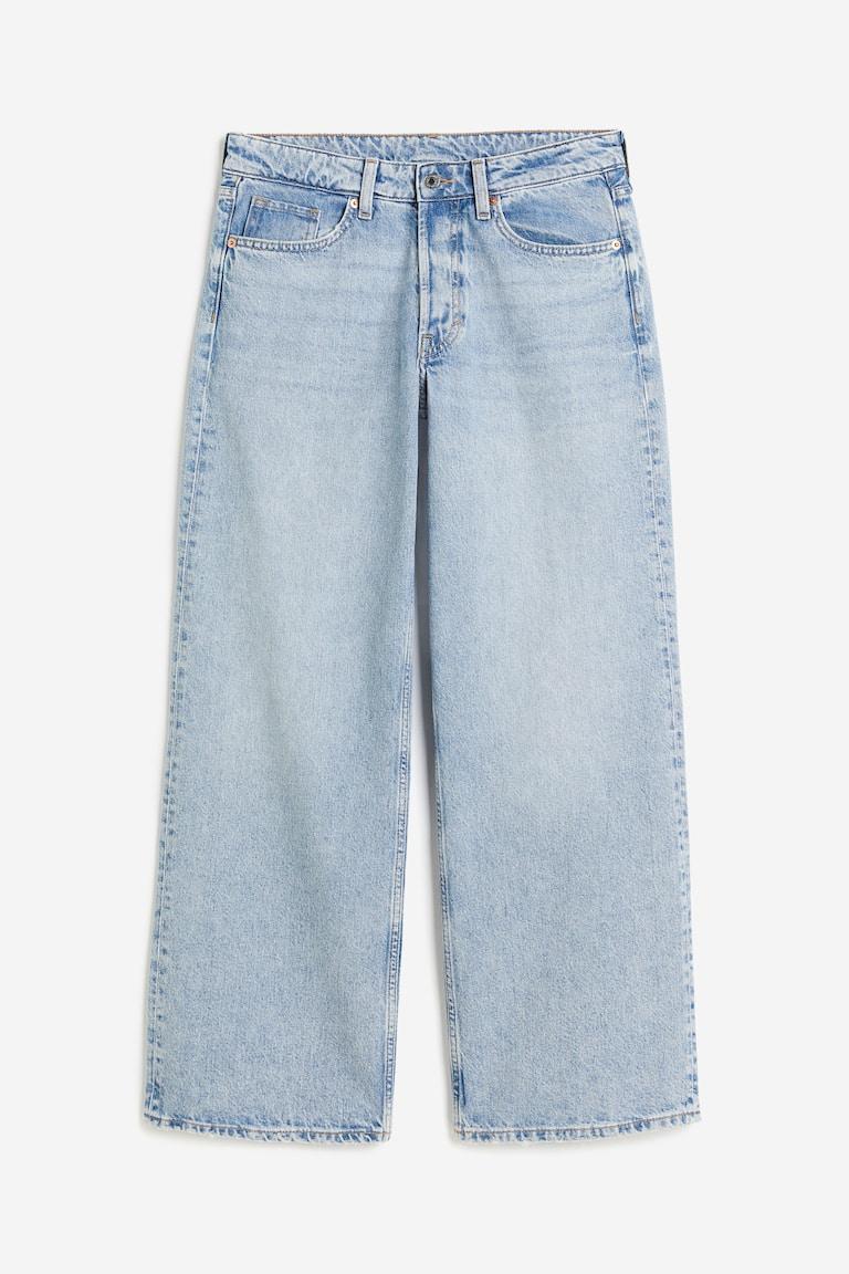 H&M Baggy Wide Low Jeans - Azul denim oscuro - MUJER