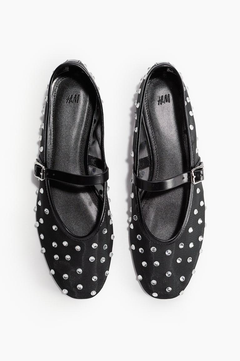 H&M Bailarinas Con Strass - Negro - MUJER