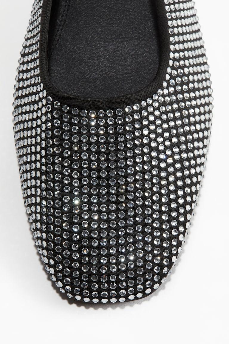 H&M Bailarinas Con Strass - Negro/Plateado - MUJER